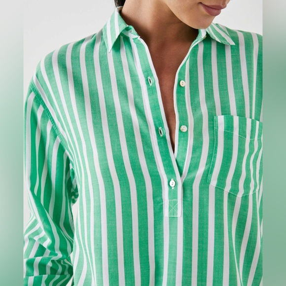 RAILS Elle Stripe Shirt - Green & White - Size XS - Picture 3 of 13